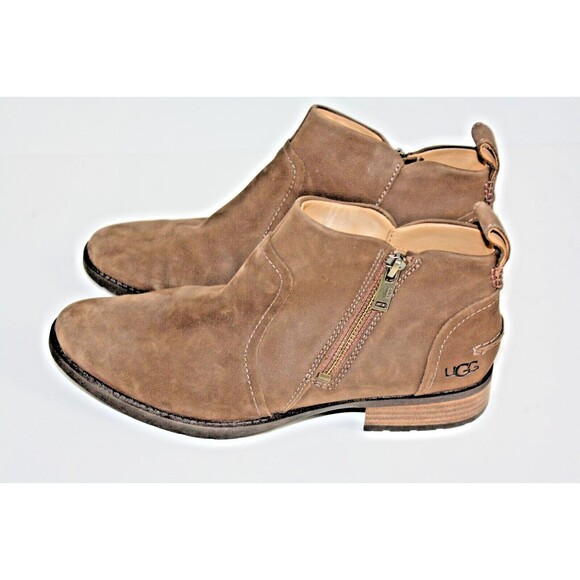 UGG Aureo II Ankle Boots Women's sz 8 Camel Brown Suede Waterproof Ankle Bootie - Picture 2 of 8